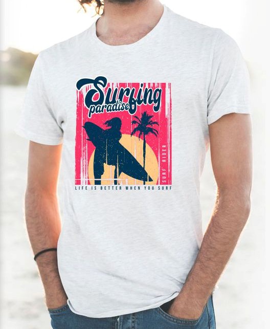 1 Urban T-Shirt  Surfing 759-50 Wit