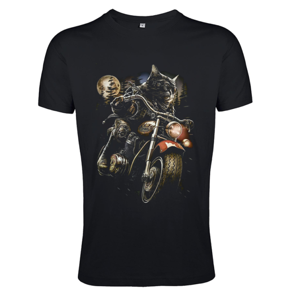 t-shirt 1-141 kids zwart Kat op motor